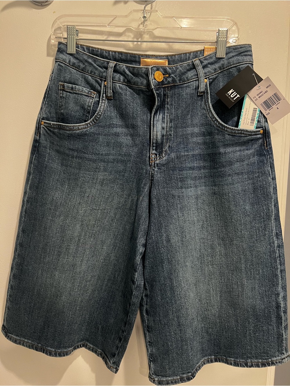 Kut from the Kloth Women's Mandy High Rise Bermuda Dark Blue Denim Shorts